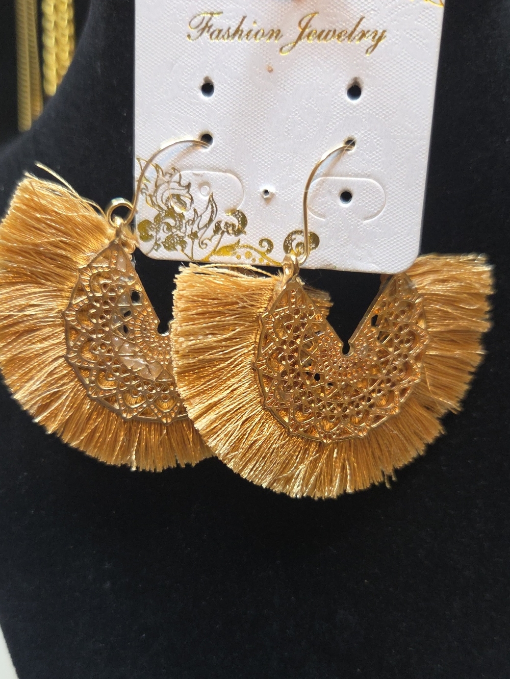 Fashion Jewelry Gold Fan Tassel Earrings